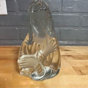 Vintage Dalzell VIKING ART GLASS Madonna Bust VIRGIN MARY Figure Heavy 7”x4”